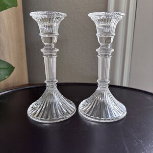 Lenox Lead Crystal Fluted Columnar Stem 5-1/2” Tall Candlestick Pair 781500